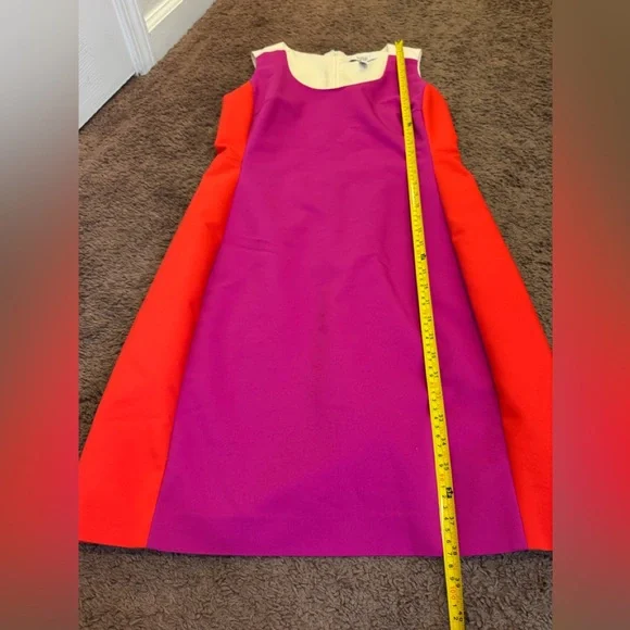Belle Badgley Mischka Sheath Dress Colorblock Magenta Red Stretch US 12 44 - Picture 6 of 9